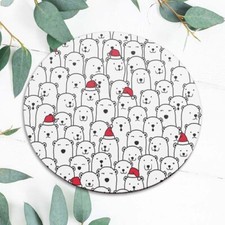 Funny Christmas White Bear Animal Mouse Pad Mat Office Desk Table Accessory Gift picture