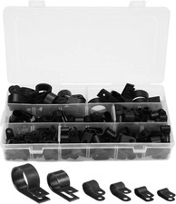 200 Pcs Black Nylon Plastic R-Type Cable Clamps for Cable Conduit | picture