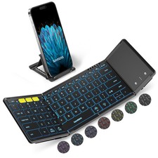 Samsers FullSize Backlit Foldable Bluetooth Keyboard with Touchpad, Black picture