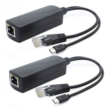 2-Pack 5V PoE Splitter, 48V to 5V 2.4A Adapter with Micro USB Plug, IEEE 802.... picture