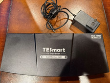 TESmart HKS0402A1U 2-PC Dual Monitor KVM Switch HDMI 4K@60Hz 4:4:4 w/ AC Adapt picture
