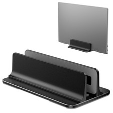 Black Aluminum Vertical Laptop Stand Desk Double Slot Adjustable Book Holder picture