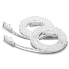Cat6 Ethernet Cable 10FT 2Pack White, Cat-6 Flat RJ45 Computer Internet picture