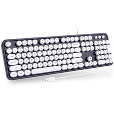 Dark Blue Wired Computer Keyboard 104 Keys FullSize USB Typewriter PC picture