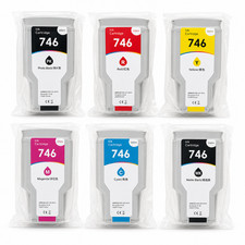 VitEto 746 Ink Cartridge 300ml 6 Pack for HP DesignJet Z6 Z9+ P2V83A-P2V78A picture