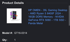 HP OMEN 35L Gaming Tower Ryzen 5 8400F 16GB RTX 5060 1TB SSD RGB picture
