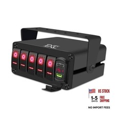 5 Gang Aluminum Rocker Switch Panel Red Backlit with PD Type C and 5 Gang Red picture