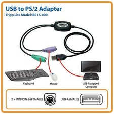 USB to ps2 PS/2 keyboard Adaptor Cable KVM Active Converter Tripp-Lite B015-000 picture