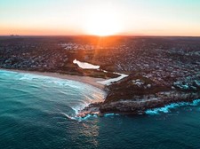 Landscape aerial view trees australia city sea waves Custom Gaming Mat Desk picture