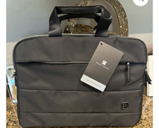 Brand New    Platinum Laptop/Tablet Carry Case Black  Leather/Canvas Handles picture