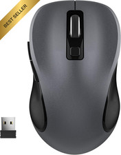 WisFox 2.4GHz Wireless Mouse for Laptop, Ergonomic 6-Button 1 Pack, Grey picture