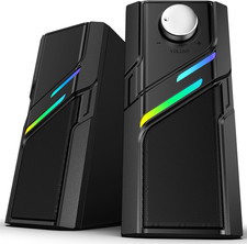 LENRUE Computer Speakers for Desktop PC with Easy Knob, Clear Powerful Sound, To picture