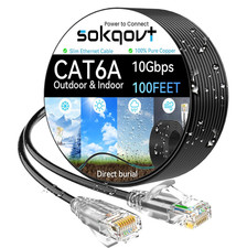 Cat6A Ethernet Cable 100ft Slim Outdoor Indoor 10Gbps Waterproof LAN Cable picture