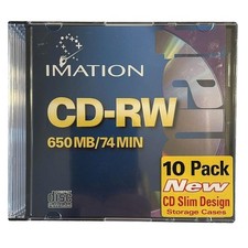 Imation CD-RW 650MB 74 Min Rewritable Discs 10 Pack Slim Cases New 51122 40955 picture