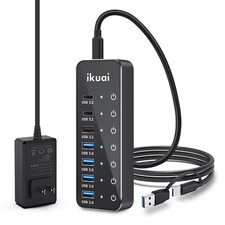 Powered USB Hub, ikuai 7-Port USB 3.2 / USB C Hub, with 3 10Gbps Data Ports (... picture