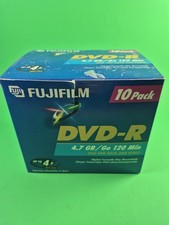 10-Pack DVD-R Video Recordable Disks 4.7 GB 120 Minutes with Cases New Fujifilm. picture