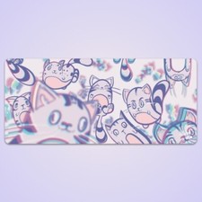 XXL Cute Internet Kitty Cat Gaming Desk Mat 36 x 16 Inch Mouse Pad POPPYJAM picture