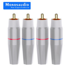 4PCS HIFI Rhodium/Gold Plated RCA Plug 99.998% Pure Copper Audio RCA Connector picture