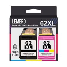 LEMERO 62XL Remanufactured Ink Cartridges Combo Pack Replacement for HP 62xl ... picture