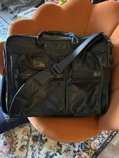 TUMI Alpha Full-Grain Leather Expandable Organizer Laptop Brief / Crossbody Bag picture