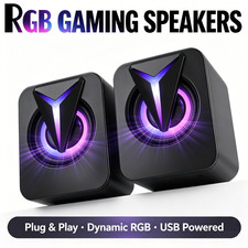 3.5mm USB RGB LED Computer Speakers Stereo Bass for PC Laptop Desktop Gaming US picture
