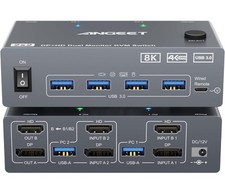 KVM Switch 2 Monitors 2 Computers 8K@60Hz, 4K@144Hz, ANGEET HDMI and Displayp... picture