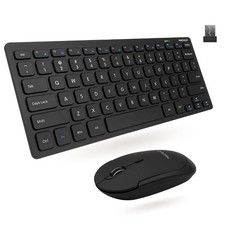 Macally Small Wireless Keyboard and Mouse Combo - Quiet Compact Combo, Black picture
