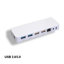 [x10] White USB 4 Ports Docking Station 3.0/2.0 w/ RJ45 Audio Mic Socket 5Gbps picture