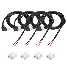 4Pcs USB Plug Pigtail, 1M/3.2FT Male Elbow 22 AWG 5V 3A Wire Connector, Black picture