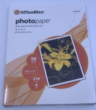 NEW Office Max Glossy Premium Photo Paper OM96747 - 50 Sheets / 8.5