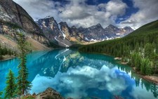 Landscape nature r lake mountains trees moraine forest Custom Gaming Mat Desk picture