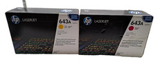 2X HP 643A Original LaserJet Toner Cartridge YELLOW Q5952A , AND MAGENTA Q5953A picture