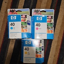 LOT of 3 SEALED 42ml HP 40 Cyan/Magenta/Yellow OEM Ink Cartridges, Genuine NEW picture