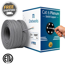 52Networks 1000FT Cat6 Plenum Solid Copper UTP Gray Cable - ETL Listed picture