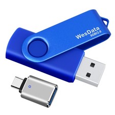 WesData 8GB USB 2.0 Flash Drive and 1 C Adapter, 8GB-2.0, Blue-1 Pack picture