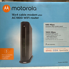 Motorola MG7550-10 DOCSIS 3.0 16x4 Cable Modem AC1900 Dual-Band WiFi No Cords picture