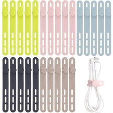 Reusable Silicone Cable Ties 25 Pcs High Elasticity Cord Wraps Organizer for picture