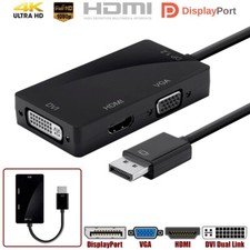 DisplayPort DP 1.2a to 4K HDMI DVI Dual Link VGA Passive Adapter Converter Black picture