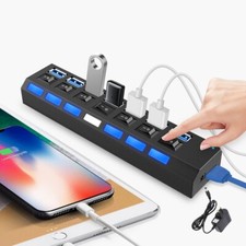 7 Port USB 3.0Hub with Independent ON/OFF Switch for Laptop PC Computer Splitter picture