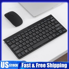 Mini Wireless 2.4G Keyboard & Mouse Combo Set For PC Laptop Computer Slim Black picture