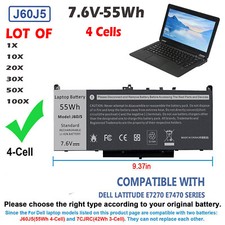 🧡LOT 1-100x J60J5 Battery For Dell Latitude E7270 E7470 R1V85 MC34Y 451-BBSX PC picture