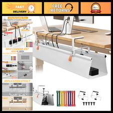36-Inch Under Desk Cable Management Tray - No Drill, White Organizer for Cords picture