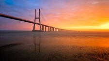 Landscape nature bridge portugal lisbon vasco da Custom Gaming Mat Desk picture