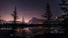 Landscape lake night plants rocky mountains canadian Custom Gaming Mat Desk picture