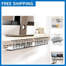 Modern Black Cable Management Trays - Easy Install 2 Pack for Home Office picture