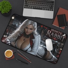 White Rabbit Gaming Mouse Pad, Extended Desk Mat, Anime Room Decor picture