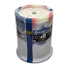 💿 TDK DVD+R 100 Pack 16X 4.7GB Printable White Discs NIP Sealed picture