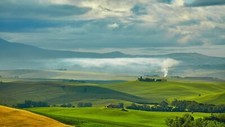 Landscape nature trees tuscany hills italy mist field Custom Gaming Mat Desk picture