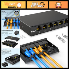 6 Port CAT6A Patch Panel 0.5U UTP Ethernet Termination Box for Desk Mount picture