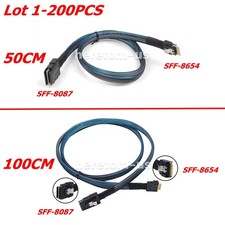 Lot Slim SAS 4.0 SFF-8654 Host to SFF-8087 Target Hard Disk Raid Cable 50/100 CM picture